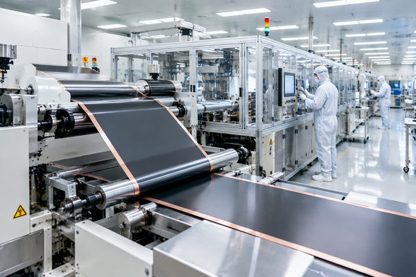 Thin lithium-metal film production line inside a battery materials cleanroom facility