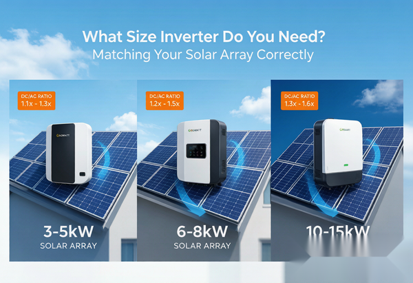 Three inverter tiers matching different solar array sizes